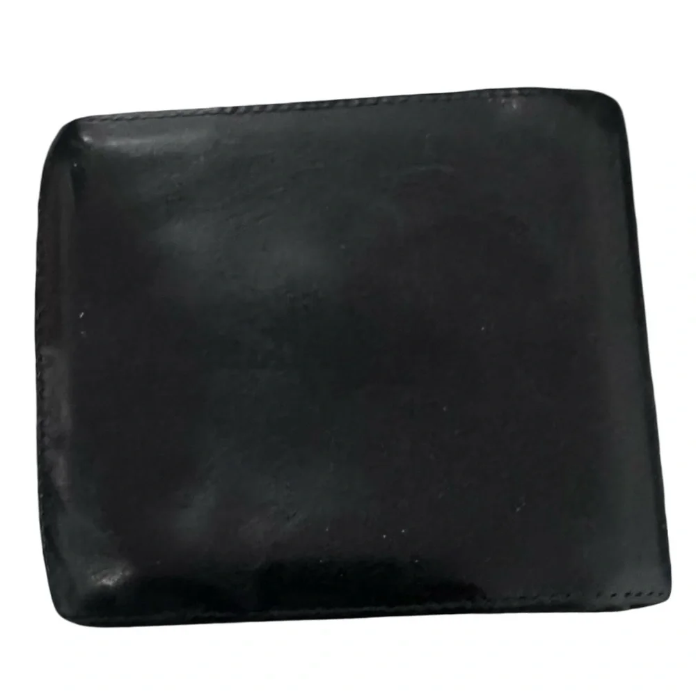 Lanvin Bi fold Card Cash Wallet Black Patent Leather